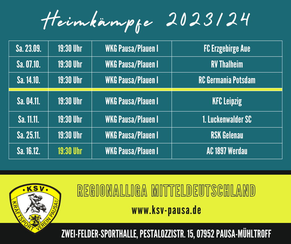 Heimkämpfe Regionalliga 2023